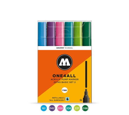 Akrilinis žymeklis One4All 227HS 4mm Wallet Basic-Set 2 6 pcs.