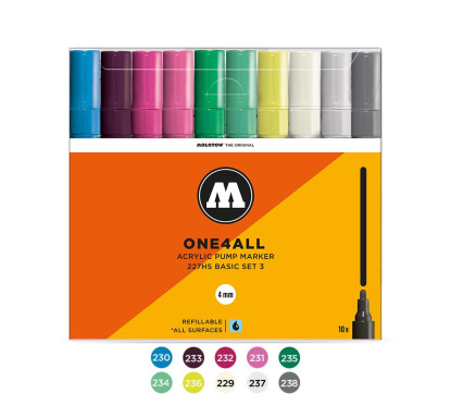 Akrilinis žymeklis One4All 227HS 2 mmWallet Basic-Set 3 10 pcs.