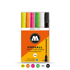 Akrilinis žymeklis ONE4ALL 127HS 2 mm  x 6 vnt Neon Set
